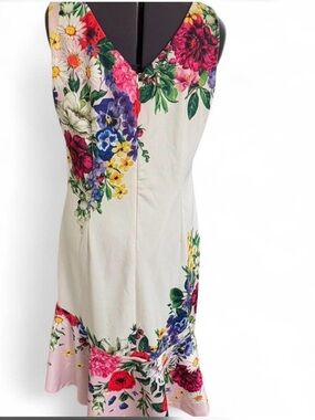 VENUS Cream Midi Dress with Multicolor Floral Print